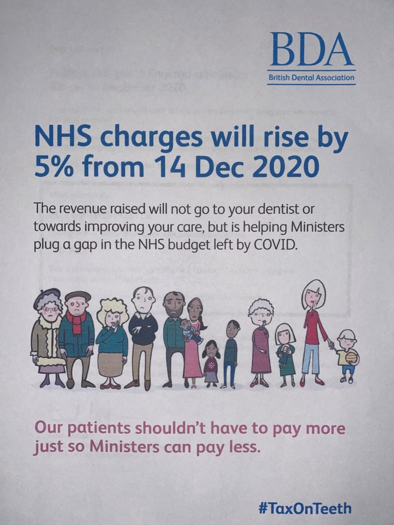 NHS Price Increase Cassio Road Dental Practice Dental practice